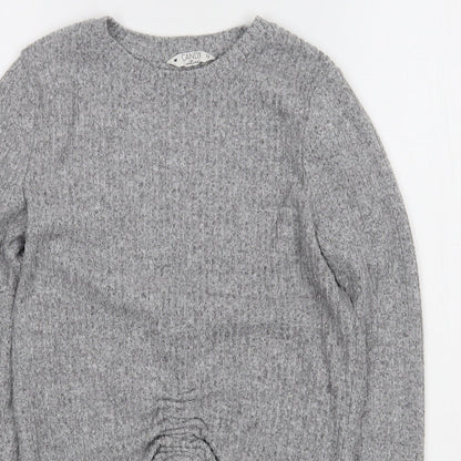 Matalan Girls Grey Round Neck  Polyester Pullover Jumper Size 13 Years  Pullover