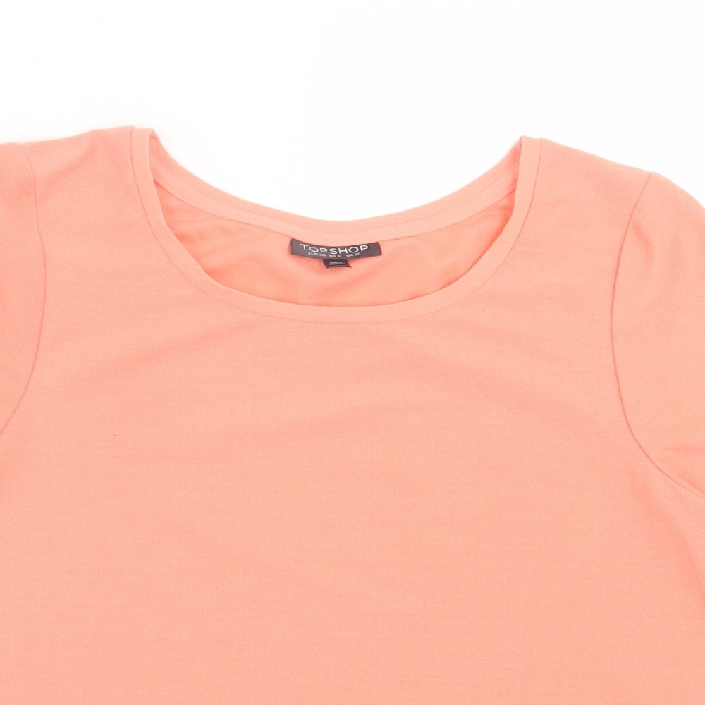 Womens UK Size 10 Topshop Orange Basic T-Shirt