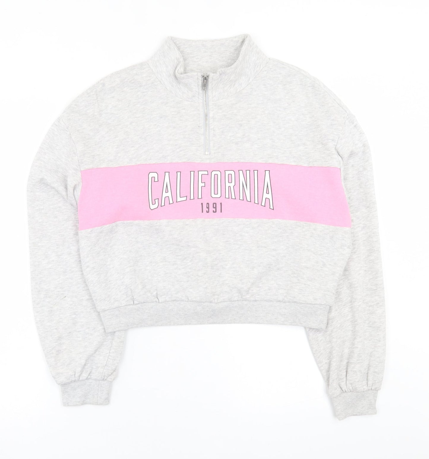 H&M Womens Grey  Cotton Pullover Sweatshirt Size S  Zip - California