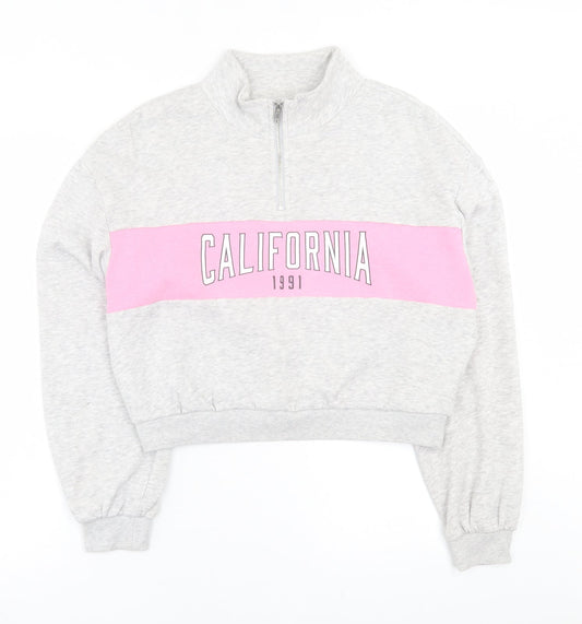 H&M Womens Grey  Cotton Pullover Sweatshirt Size S  Zip - California