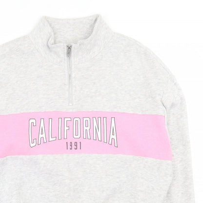 H&M Womens Grey  Cotton Pullover Sweatshirt Size S  Zip - California