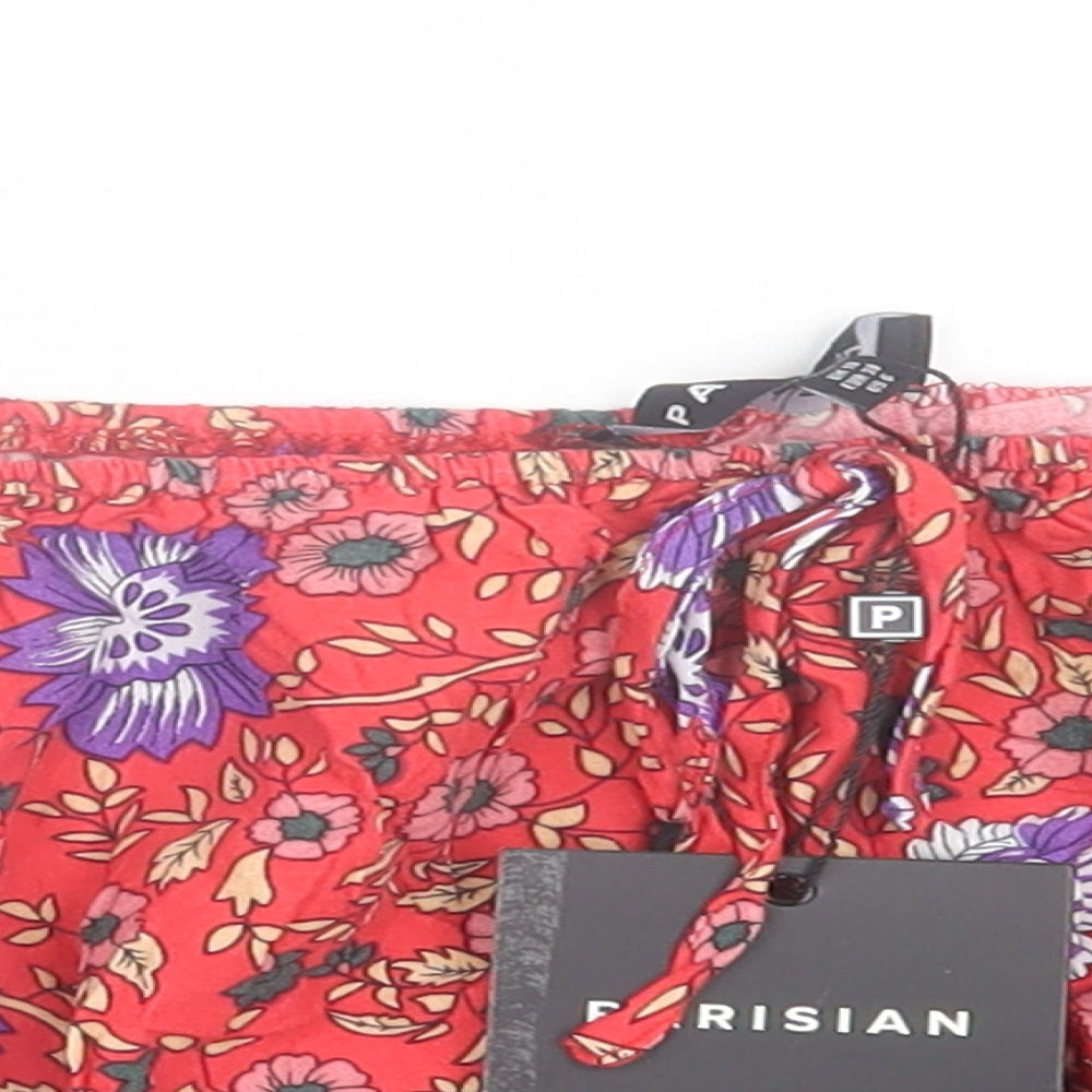 Womens UK Size 10 PARISIAN SIGNATURE Red Cropped T-Shirt
