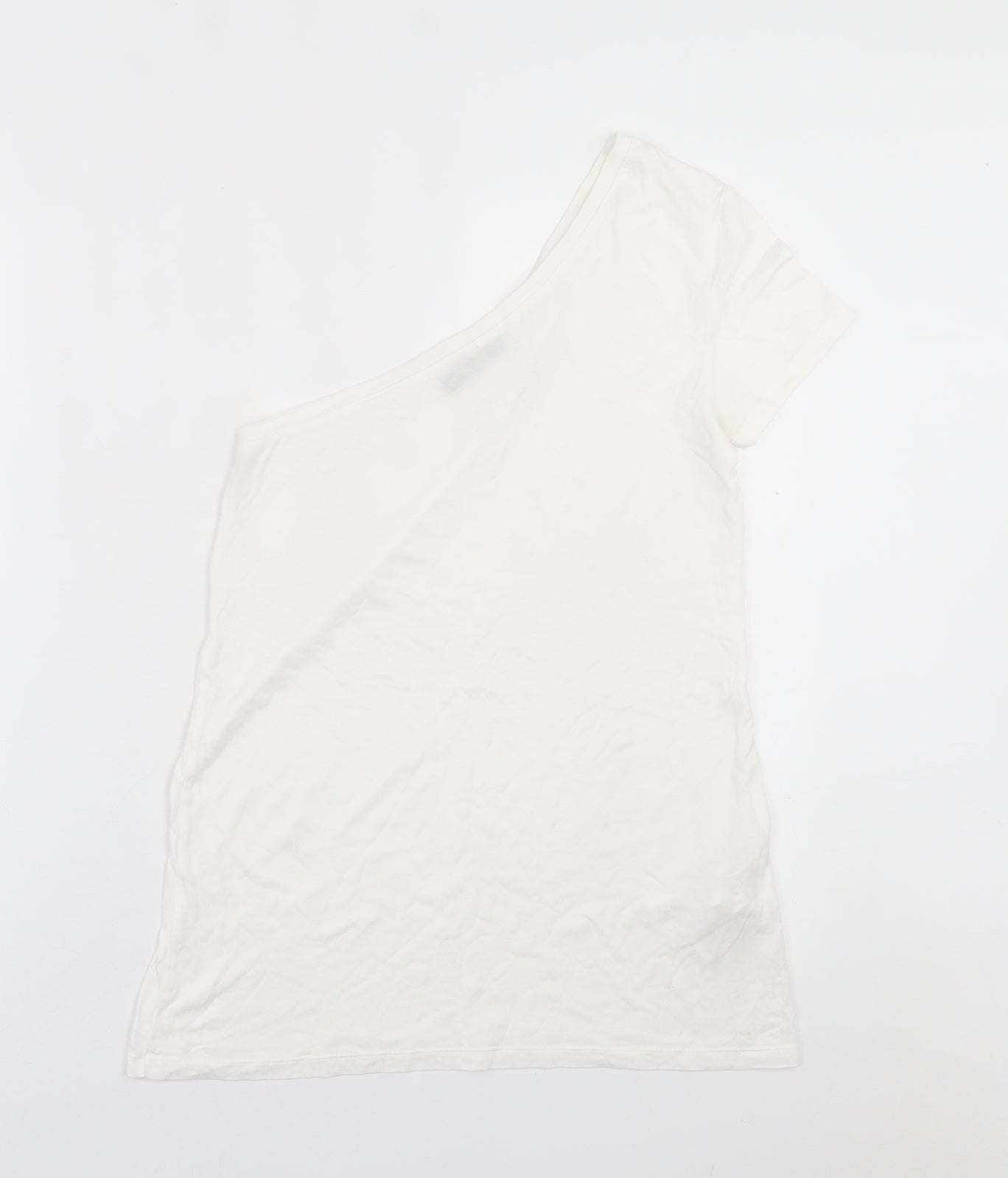 Bershka Womens White  Polyester Basic Blouse Size S One Shoulder