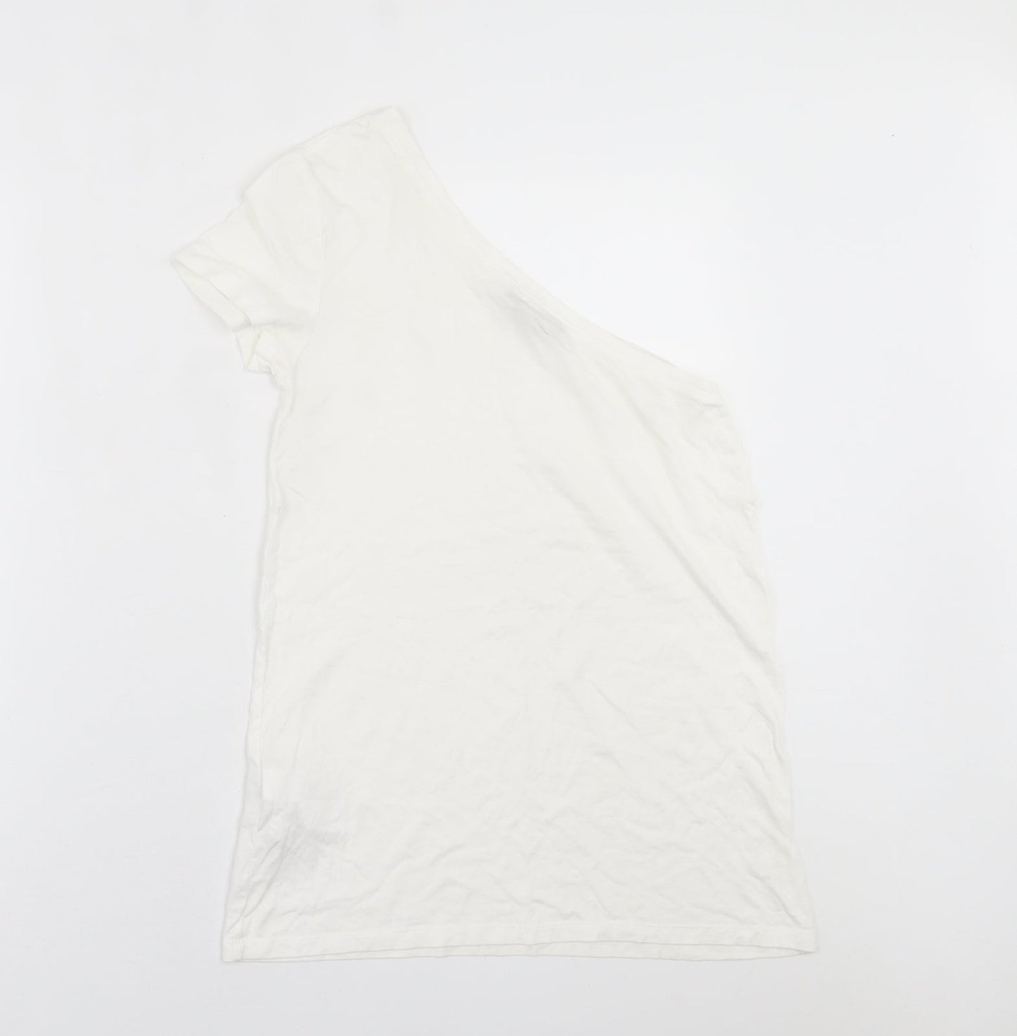 Bershka Womens White  Polyester Basic Blouse Size S One Shoulder