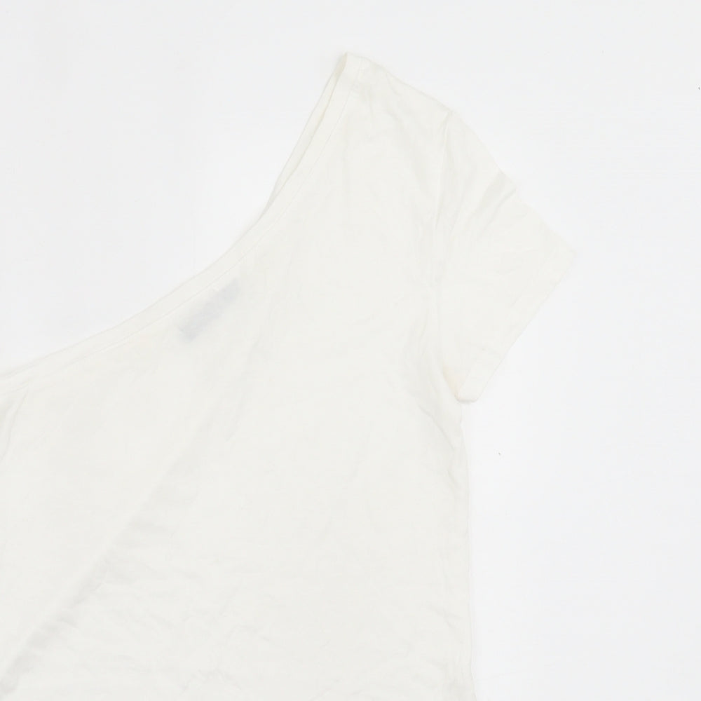 Bershka Womens White  Polyester Basic Blouse Size S One Shoulder