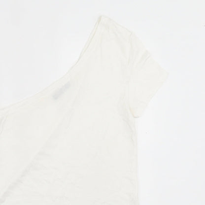 Bershka Womens White  Polyester Basic Blouse Size S One Shoulder