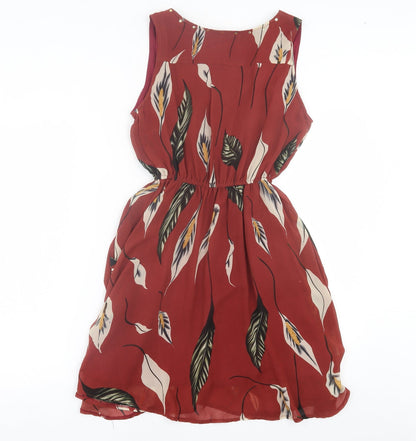 Angel Eye Womens Red Gingham Polyester Fit & Flare  Size S  Crew Neck Pullover