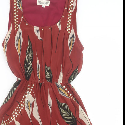 Angel Eye Womens Red Gingham Polyester Fit & Flare  Size S  Crew Neck Pullover