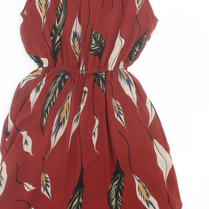 Angel Eye Womens Red Gingham Polyester Fit & Flare  Size S  Crew Neck Pullover