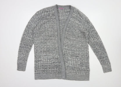 Glimpse Womens Grey V-Neck  Acrylic Cardigan Jumper Size L
