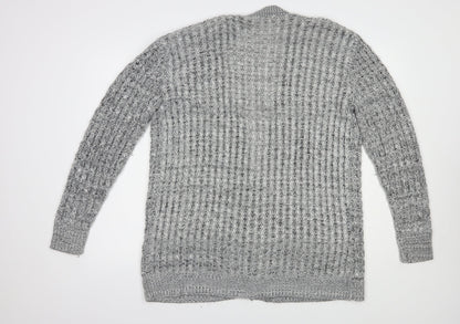 Glimpse Womens Grey V-Neck  Acrylic Cardigan Jumper Size L