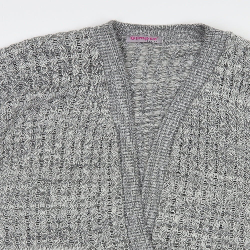 Glimpse Womens Grey V-Neck  Acrylic Cardigan Jumper Size L