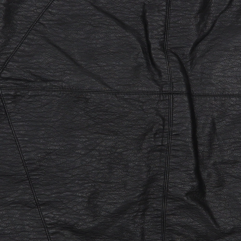H&M Womens Black  Polyurethane Mini Skirt Size 10   Zip