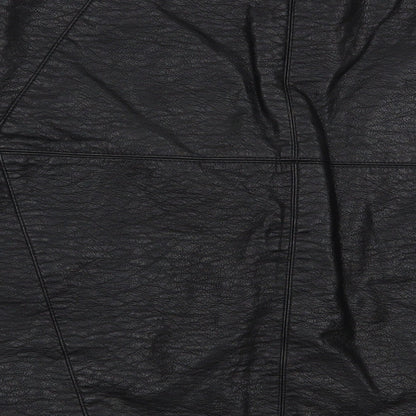 H&M Womens Black  Polyurethane Mini Skirt Size 10   Zip