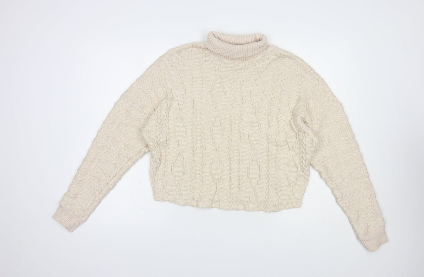 F&F Womens Beige Roll Neck  Polyester Pullover Jumper Size 6