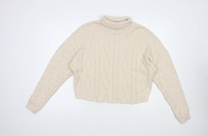 F&F Womens Beige Roll Neck  Polyester Pullover Jumper Size 6