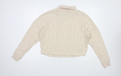 F&F Womens Beige Roll Neck  Polyester Pullover Jumper Size 6