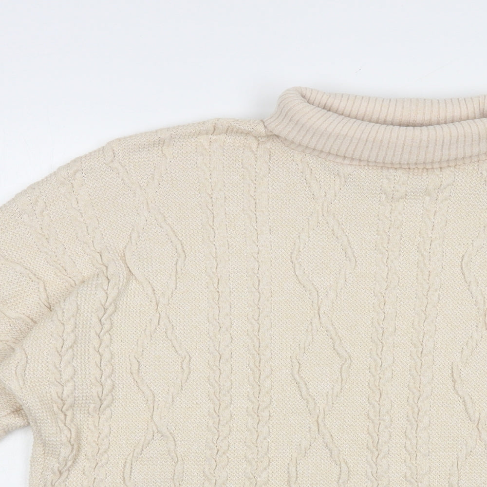 F&F Womens Beige Roll Neck  Polyester Pullover Jumper Size 6