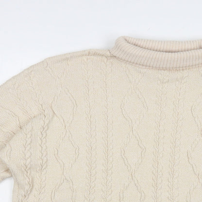 F&F Womens Beige Roll Neck  Polyester Pullover Jumper Size 6