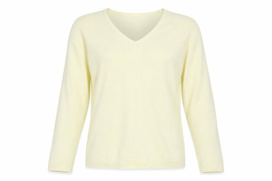 Debbie Morgan Womens Yellow V-Neck  Acrylic Pullover Jumper Size M