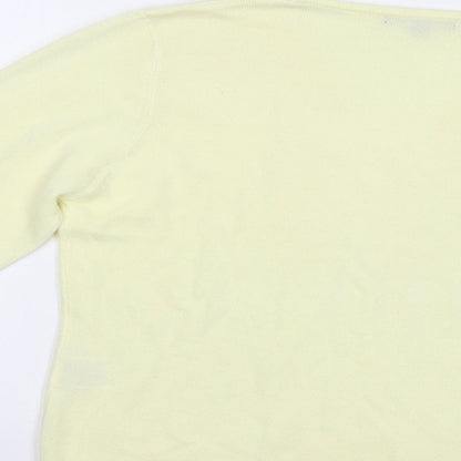 Debbie Morgan Womens Yellow V-Neck  Acrylic Pullover Jumper Size M