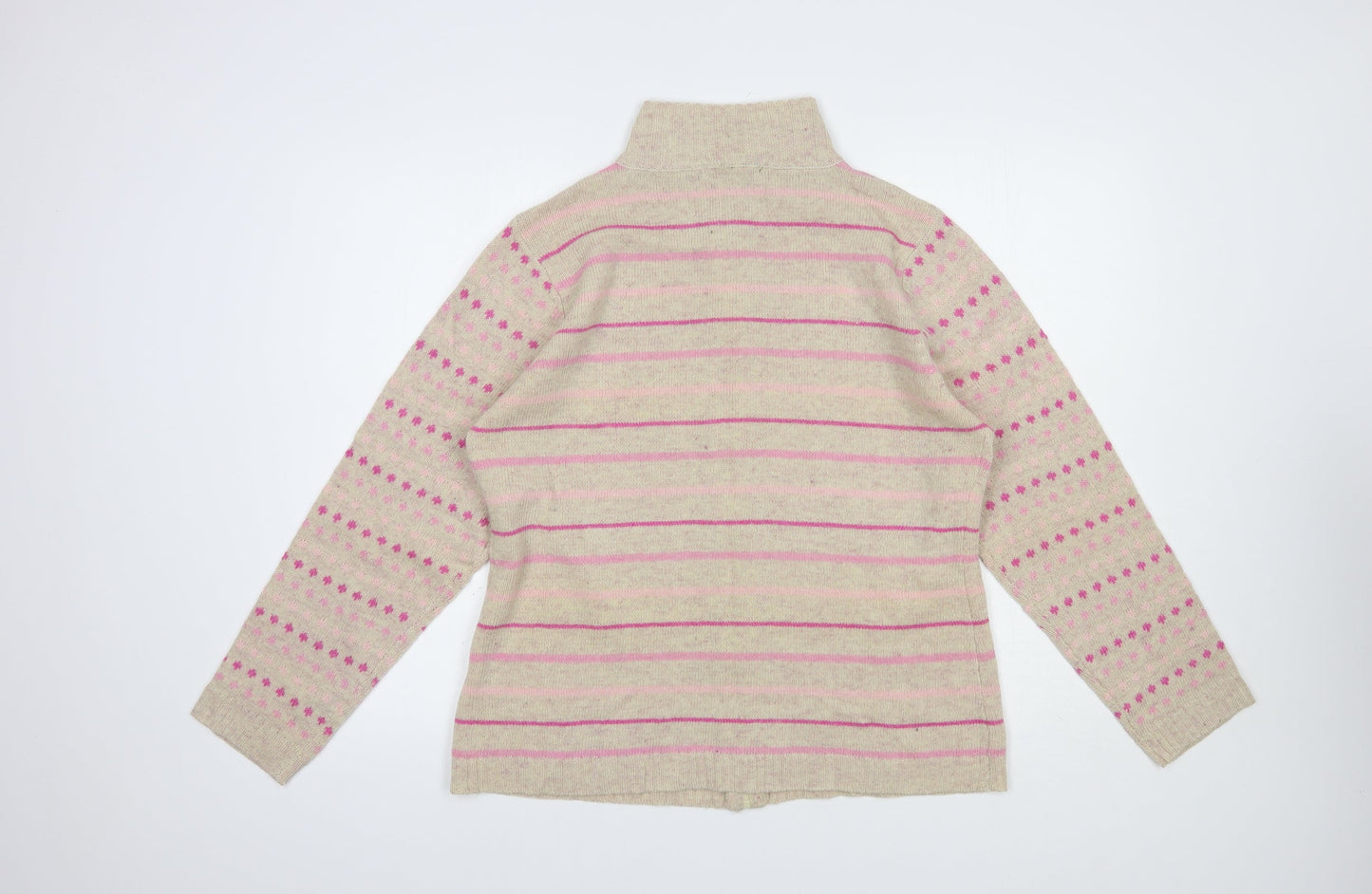 Womens UK Size 14 Preworn Beige Full Zip Jumper