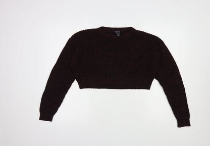 New Look Girls Purple Crew Neck  Acrylic Pullover Jumper Size 12 Years  Pullover