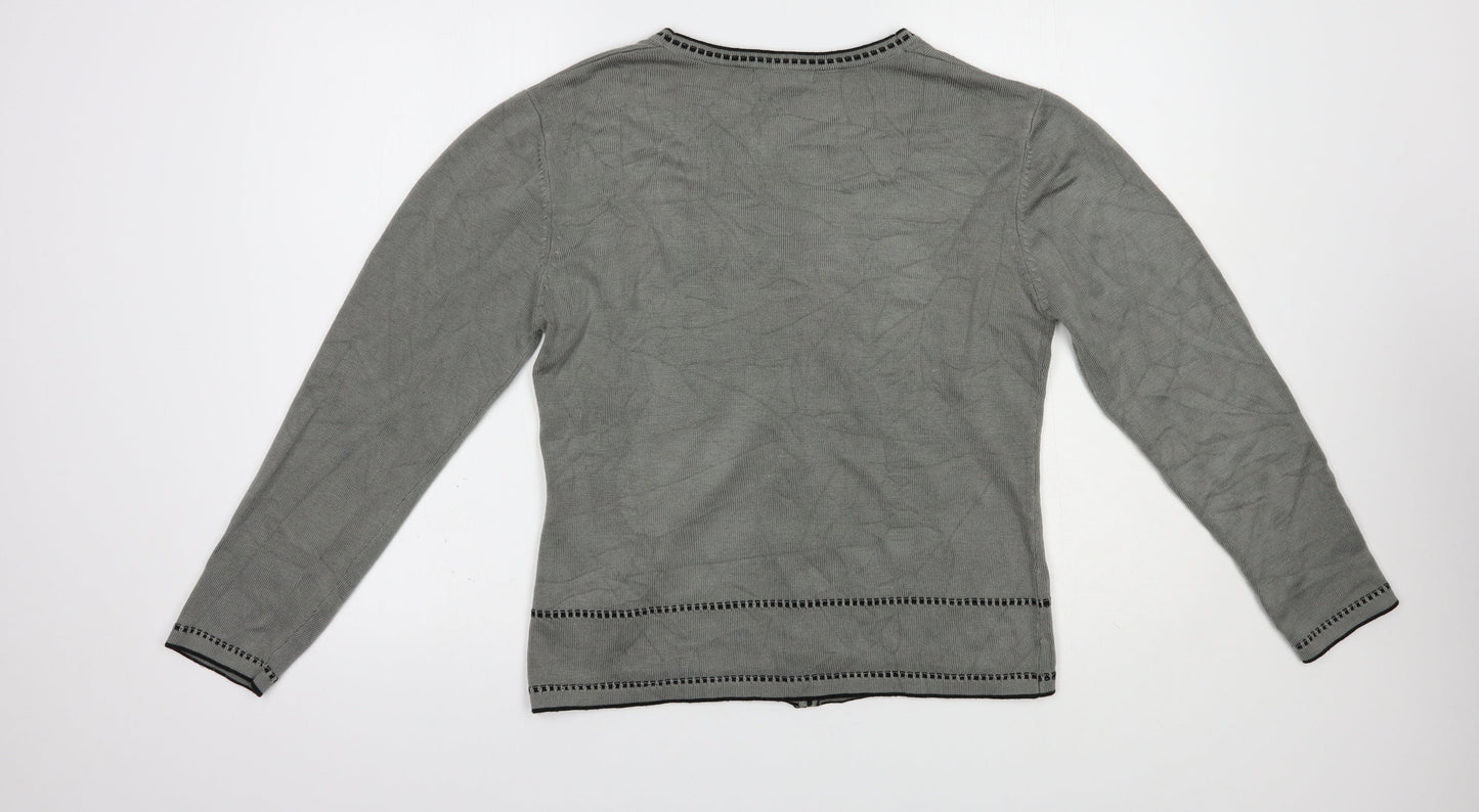 H&W Womens Grey V-Neck  Acrylic Cardigan Jumper Size M