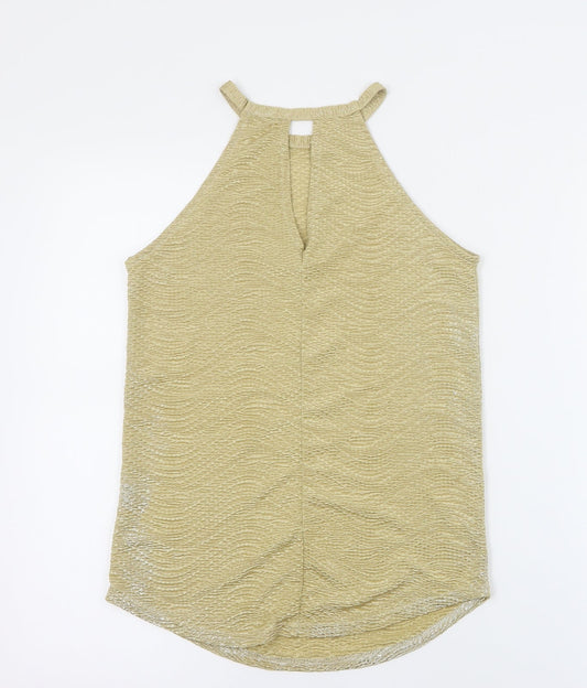 SheIn Womens Gold  Polyester Camisole Tank Size 10 Round Neck