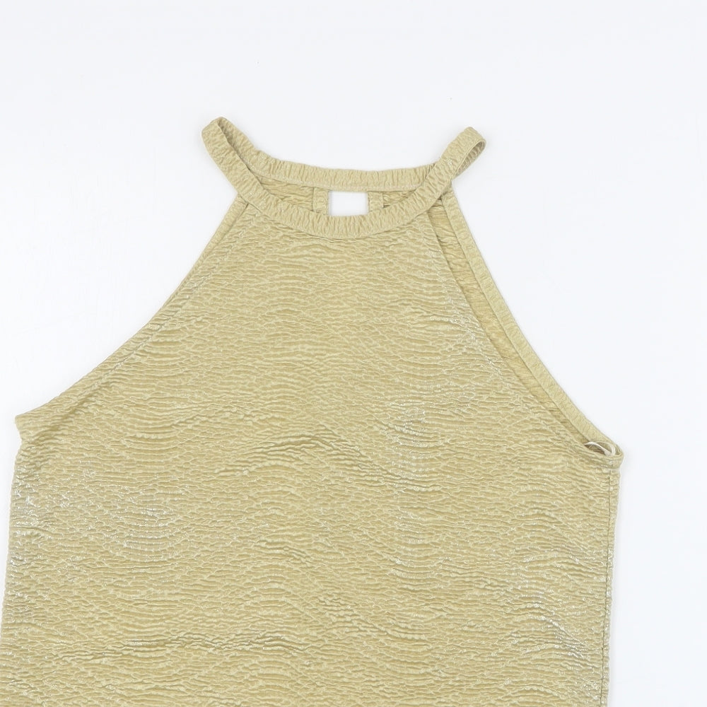 SheIn Womens Gold  Polyester Camisole Tank Size 10 Round Neck