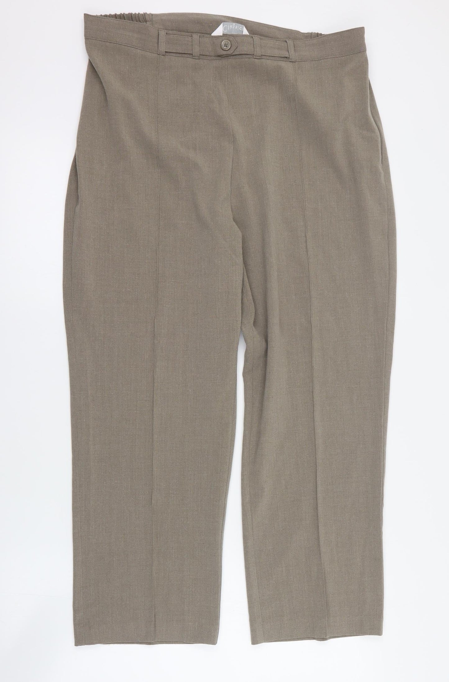 Classics Womens Brown  Polyester Dress Pants Trousers Size 16 L26 in Regular Button