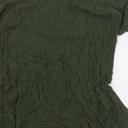 Papaya Womens Green  Viscose Mini  Size S  V-Neck Pullover - Beach cover up