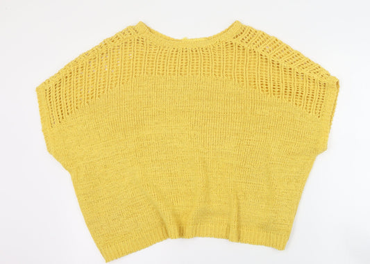 Womens UK Size M Peacocks Yellow Pullover Jumper
