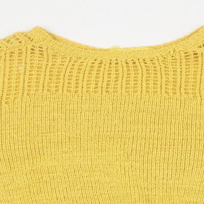 Womens UK Size M Peacocks Yellow Pullover Jumper