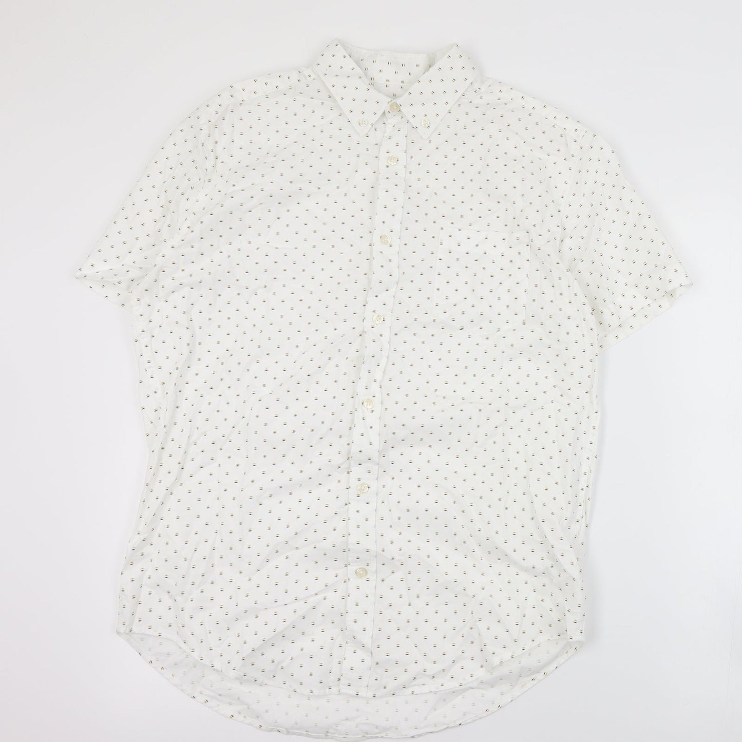 Mens UK Size M Matalan White  Button-Up Short Sleeve Casual Shirt