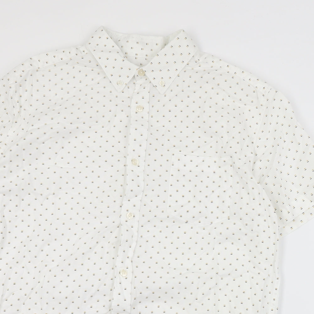 Mens UK Size M Matalan White  Button-Up Short Sleeve Casual Shirt