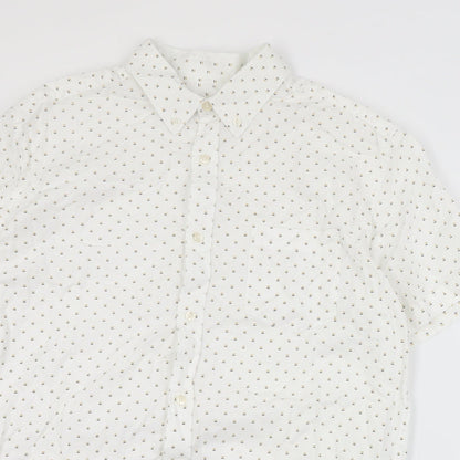 Mens UK Size M Matalan White  Button-Up Short Sleeve Casual Shirt