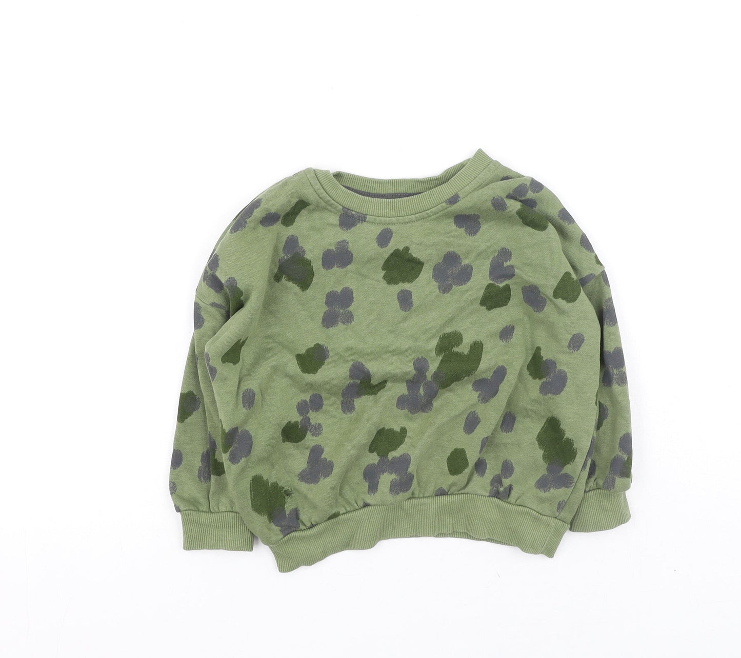 George  Boys Green Camouflage Cotton Pullover Sweatshirt Size 2-3 Years