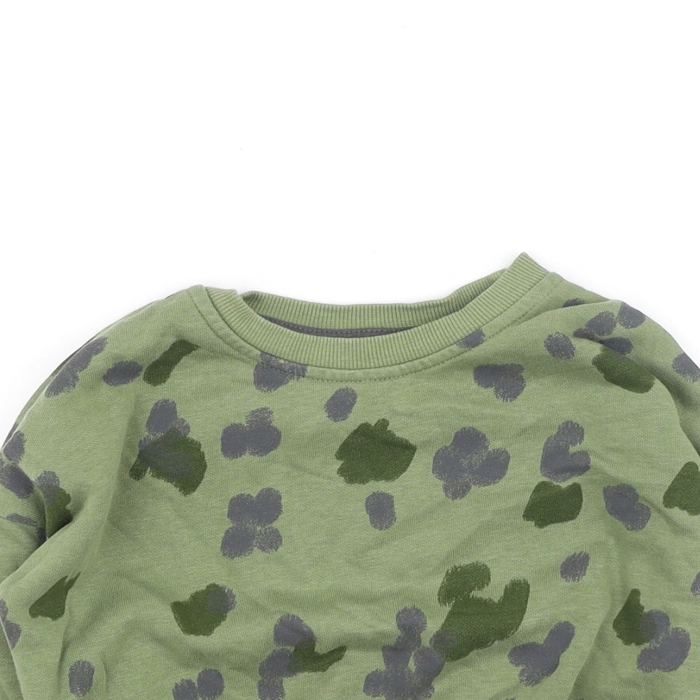 George  Boys Green Camouflage Cotton Pullover Sweatshirt Size 2-3 Years