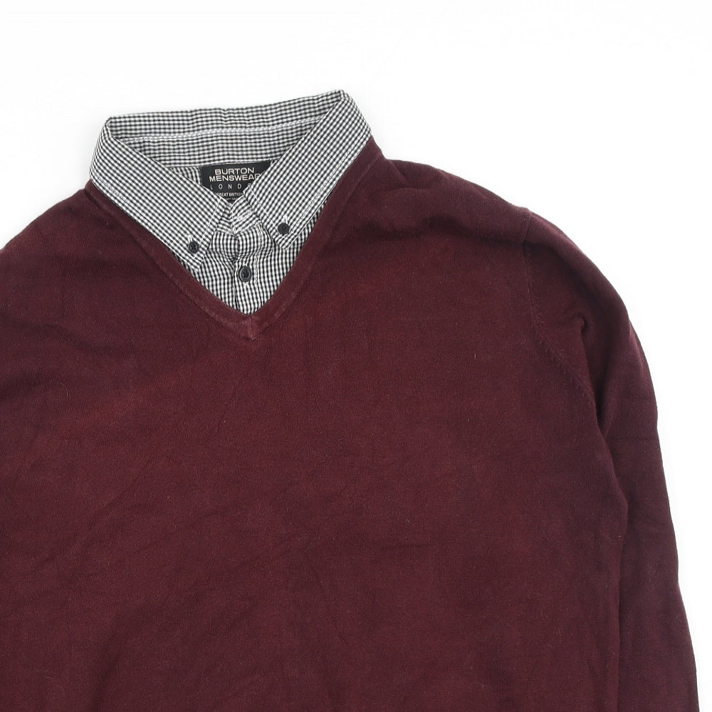 Mens UK Size L Burton Red  Button-Up Long Sleeve Casual Shirt