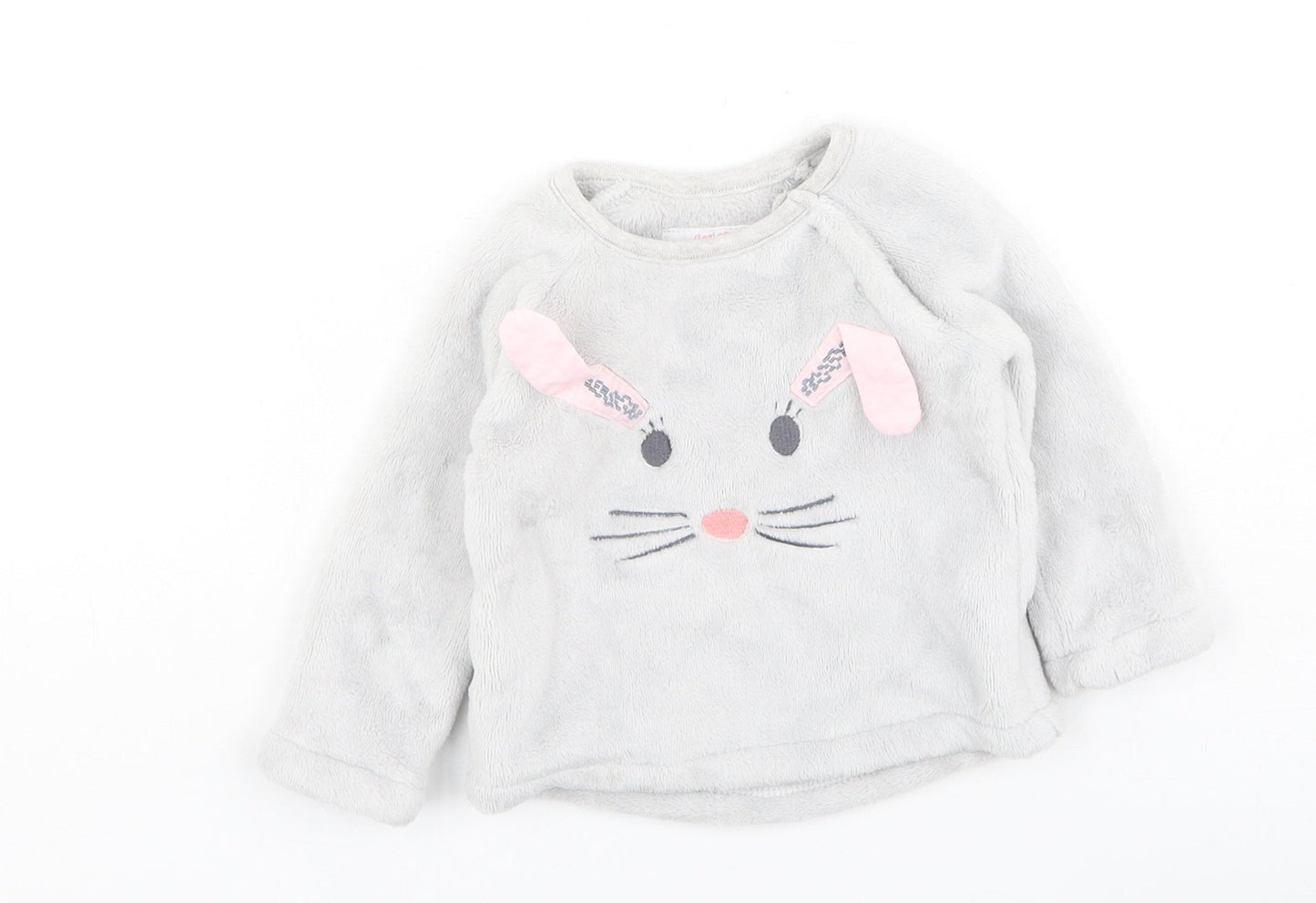 F&F Girls Grey Solid Cotton Cami Pyjama Top Size 3-6 Months   - Bunnies