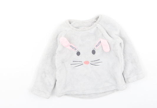 F&F Girls Grey Solid Cotton Cami Pyjama Top Size 3-6 Months   - Bunnies