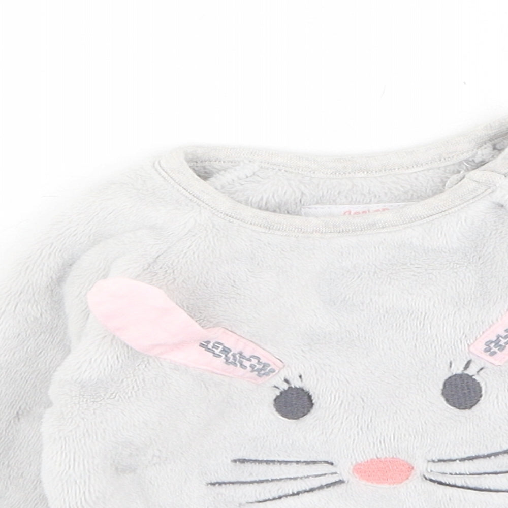 F&F Girls Grey Solid Cotton Cami Pyjama Top Size 3-6 Months   - Bunnies