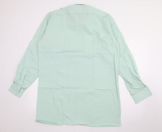 Mens UK Size 16 Preqworn Green  Button-Up Long Sleeve Casual Shirt