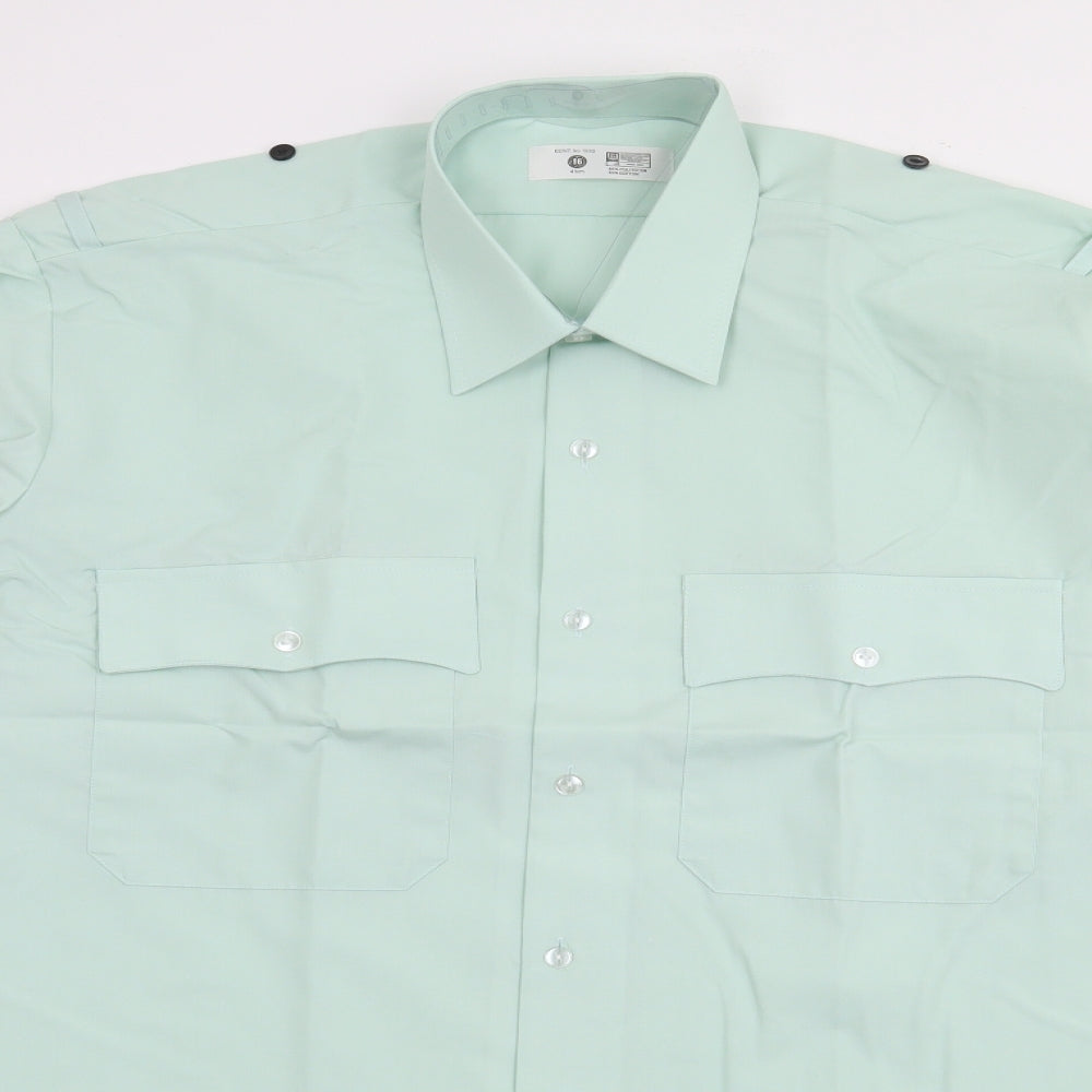 Mens UK Size 16 Preqworn Green  Button-Up Long Sleeve Casual Shirt