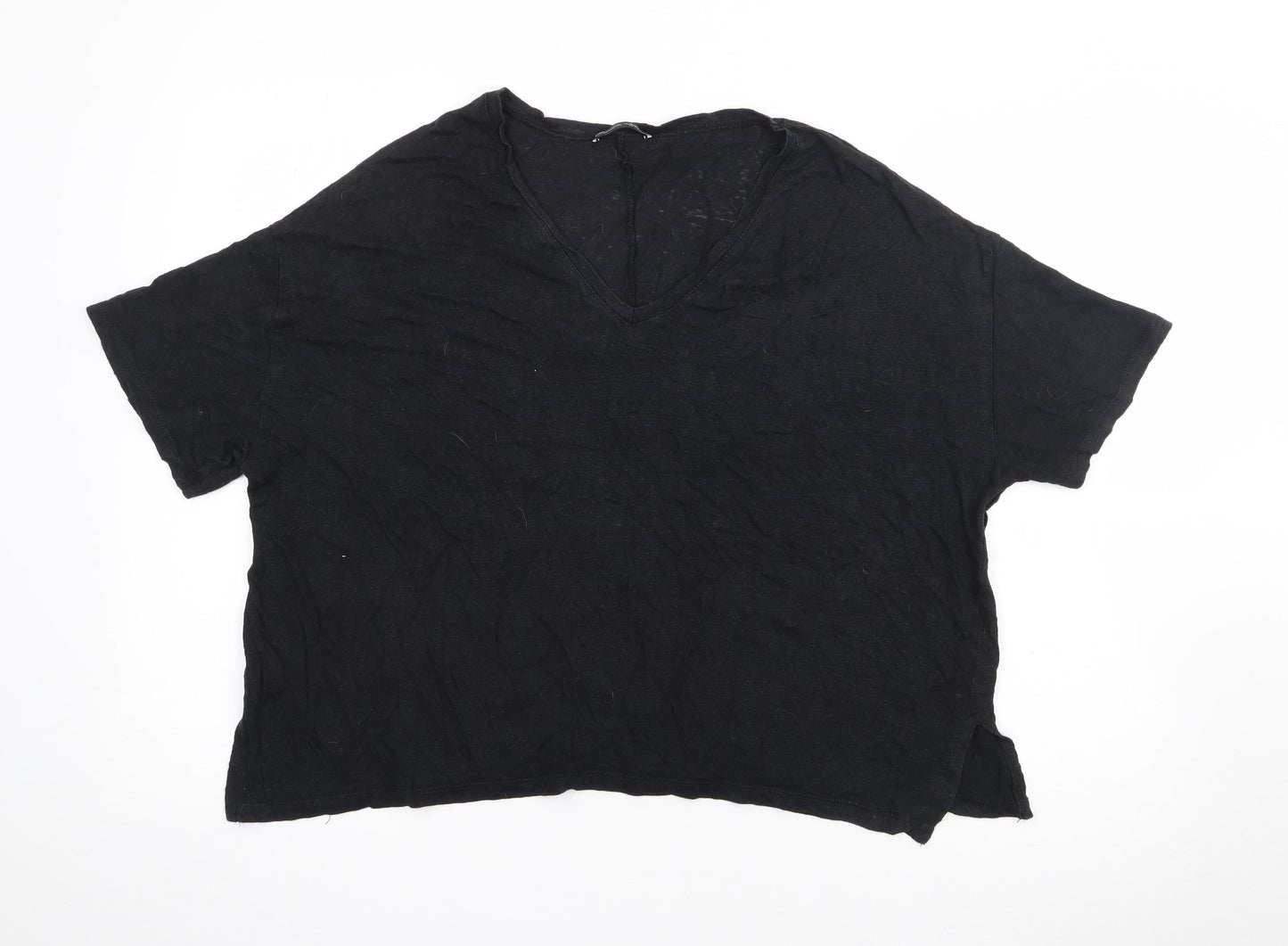 Womens UK Size M Zara Black Basic T-Shirt