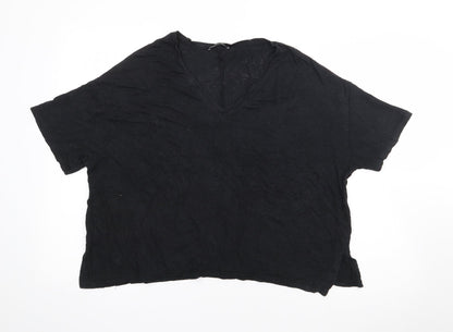 Womens UK Size M Zara Black Basic T-Shirt