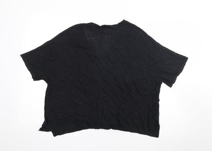 Womens UK Size M Zara Black Basic T-Shirt