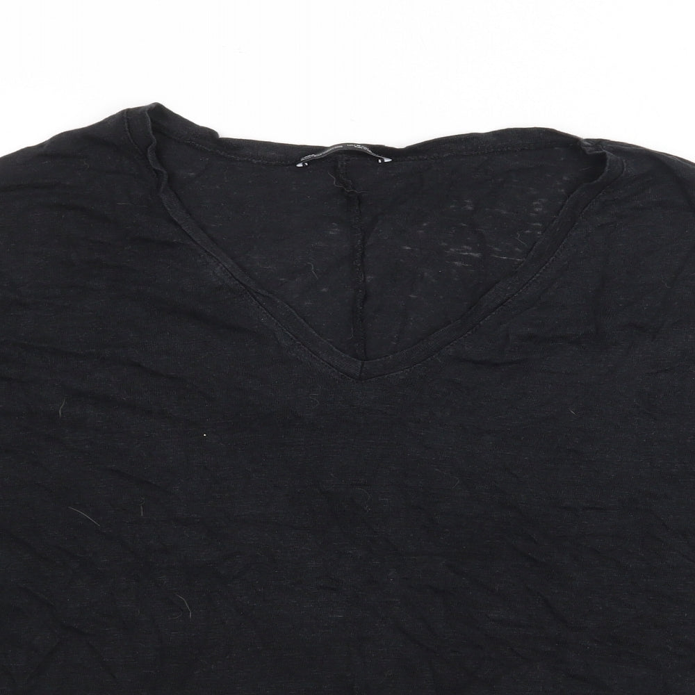 Womens UK Size M Zara Black Basic T-Shirt