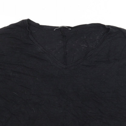 Womens UK Size M Zara Black Basic T-Shirt